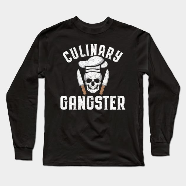 Funny Culinary Gangster The Best Cook Cute Skull Long Sleeve T-Shirt by theperfectpresents